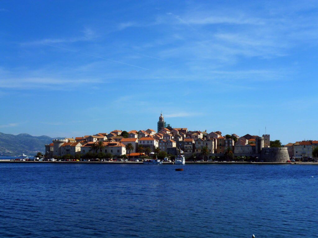 View of Korcula town from the Orebic foot ferry